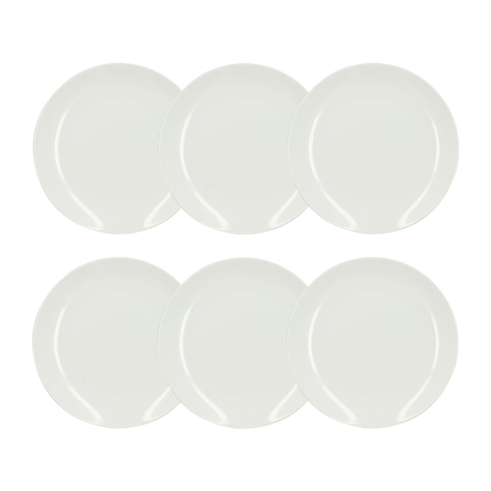 Lot de 6 assiettes plates en procelaine blanche 27cm METROPOLITAN