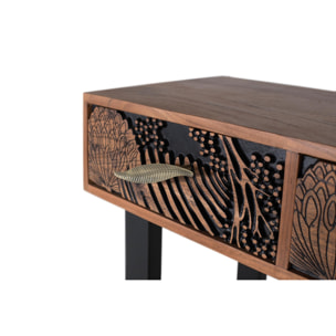 Consola de Madera de Acacia 120 Cm Estilo Étnico Moderno