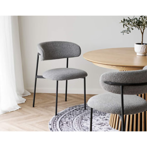 Erica - lot de 2 chaises en tissu bouclette - pieds en acier - Gris