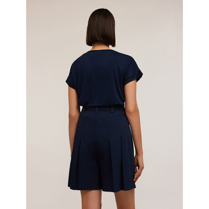 Motivi - T-shirt bimaterica - Blu