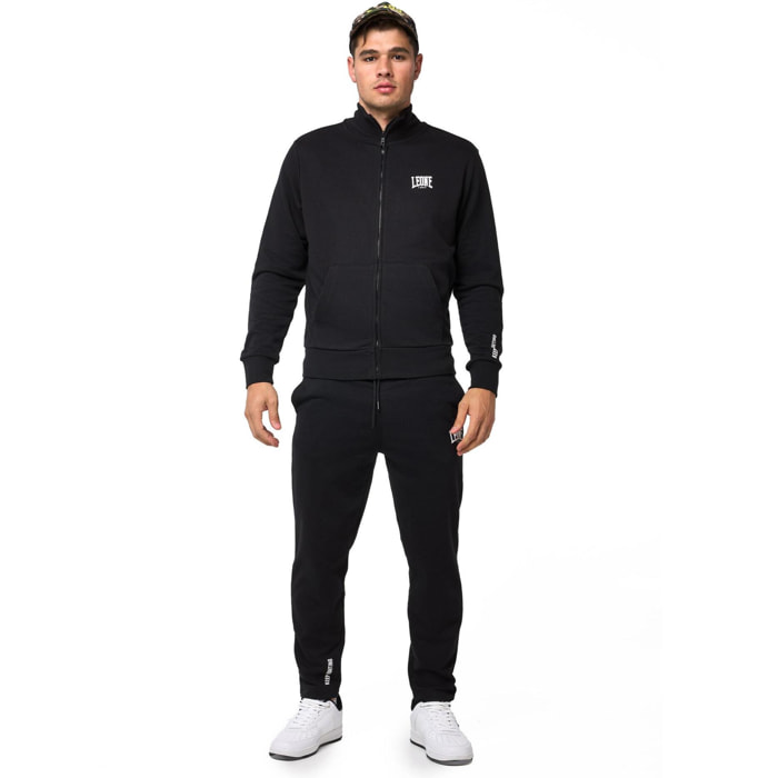 Tuta da uomo con felpa con colletto e zip e pantalone non felpata Leone Basic
