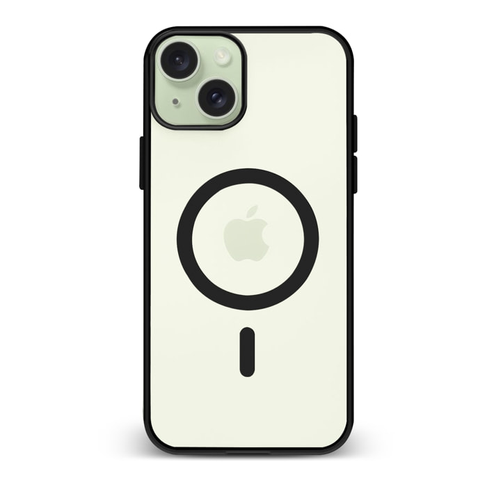 DAM Custodia ibrida anti-shock  Magsafe per iPhone 15 Plus. Bordi in silicone e retro in PVC. 8,06x1,06x16,37 centimetri. Colore nero