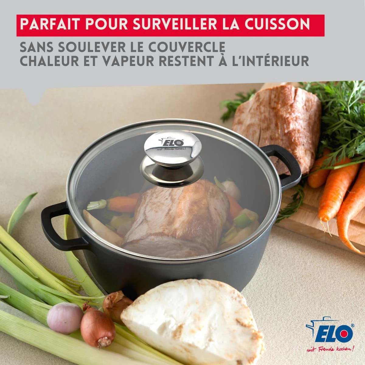 Couvercle de cuisson 24 cm avec poignée en inox Galant Elo