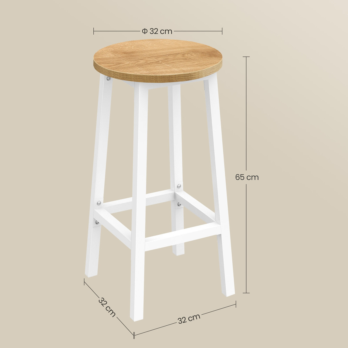 Sgabello bar stile loft rovere e bianco