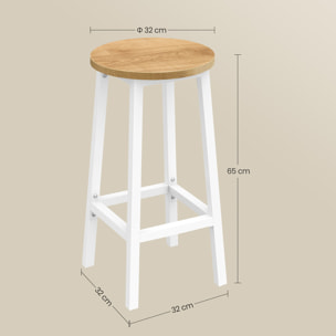 Sgabello bar stile loft rovere e bianco