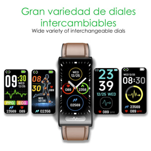 DAM Brazalete inteligente TK70 ECG, monitor de glucosa en sangre, oxígeno y tensión, frecuencia cardiaca 24 horas, termómetro corporal. 5x1,2x2,5 Cm. Color: Negro