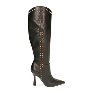 Stivali neri con borchie, tacco 10 cm
