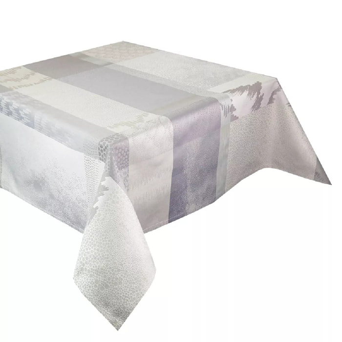 Nappe pur coton enduit motif jacquard gris beige Mille matieres vapeur
