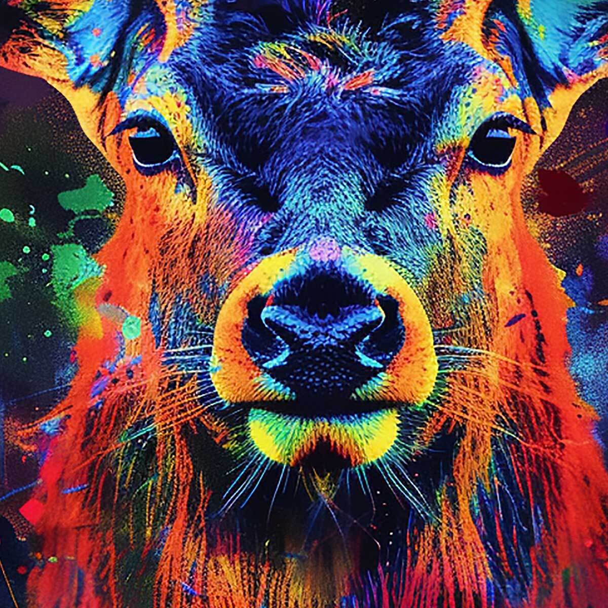 Tableau cerf fluorescent moderne Toile imprimée