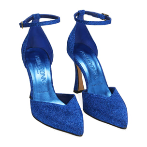 Zapato de tacón azul glitter, tacón 9,5 cm