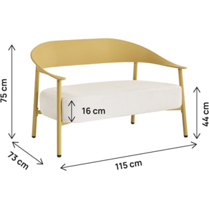 Canapé de jardin en plastique et en métal "Céora" - 2 places - Jaune