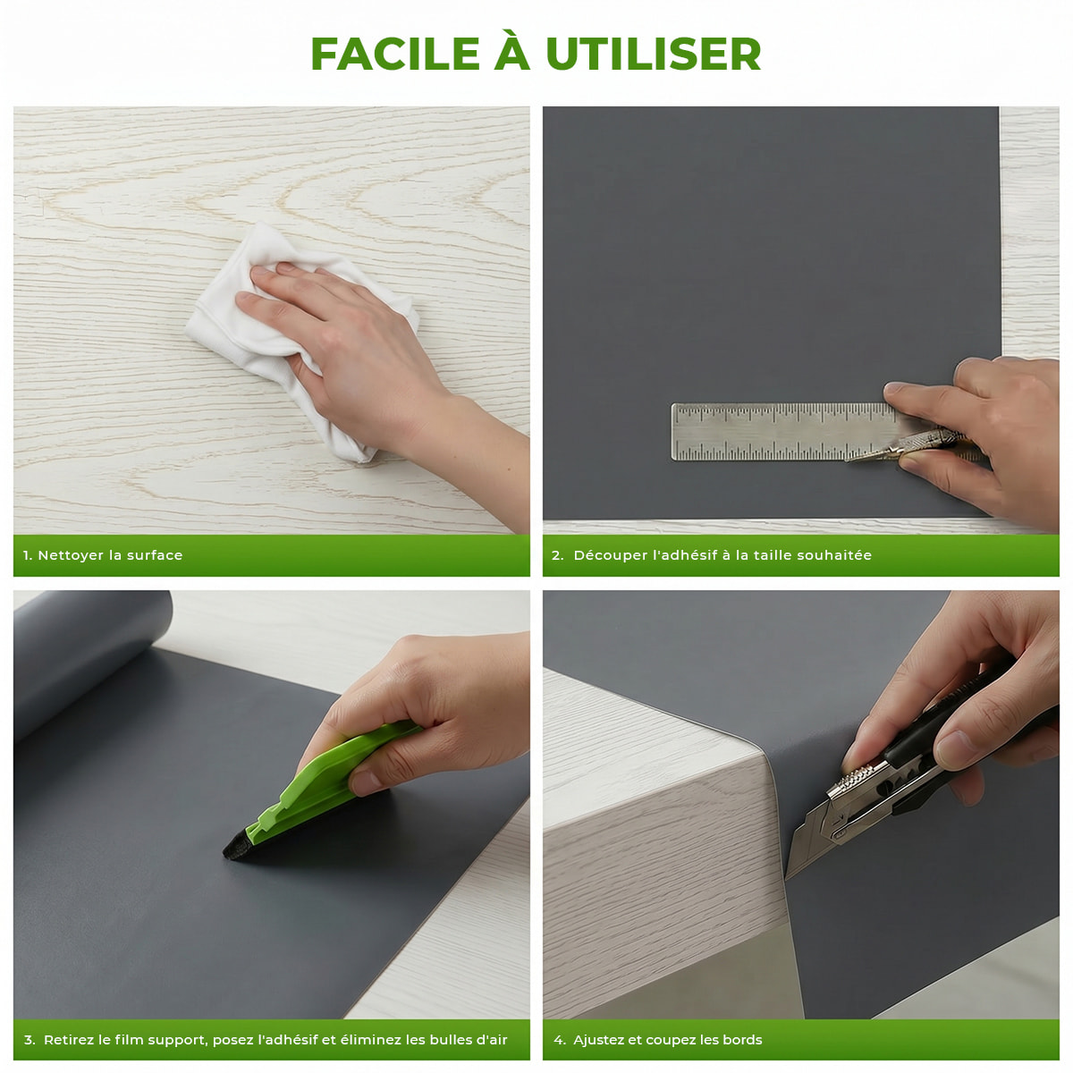 Rouleau adhésif décoratif Vinyle au Mètre - Gris tempete - Sticker Lavable Imperméable Mur Cuisine Meubles
