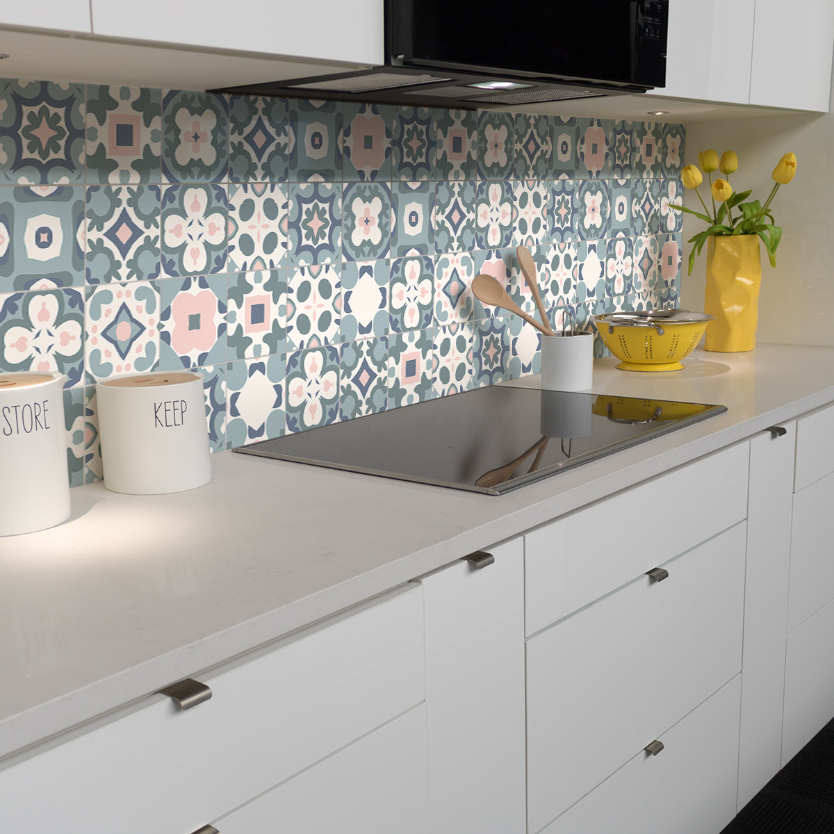 Stickers muraux - Sticker Mural Carrelage adhésif Cuisine Salle de Bain - 24 STICKERS CARRELAGES AZULEJOS JAVIERA