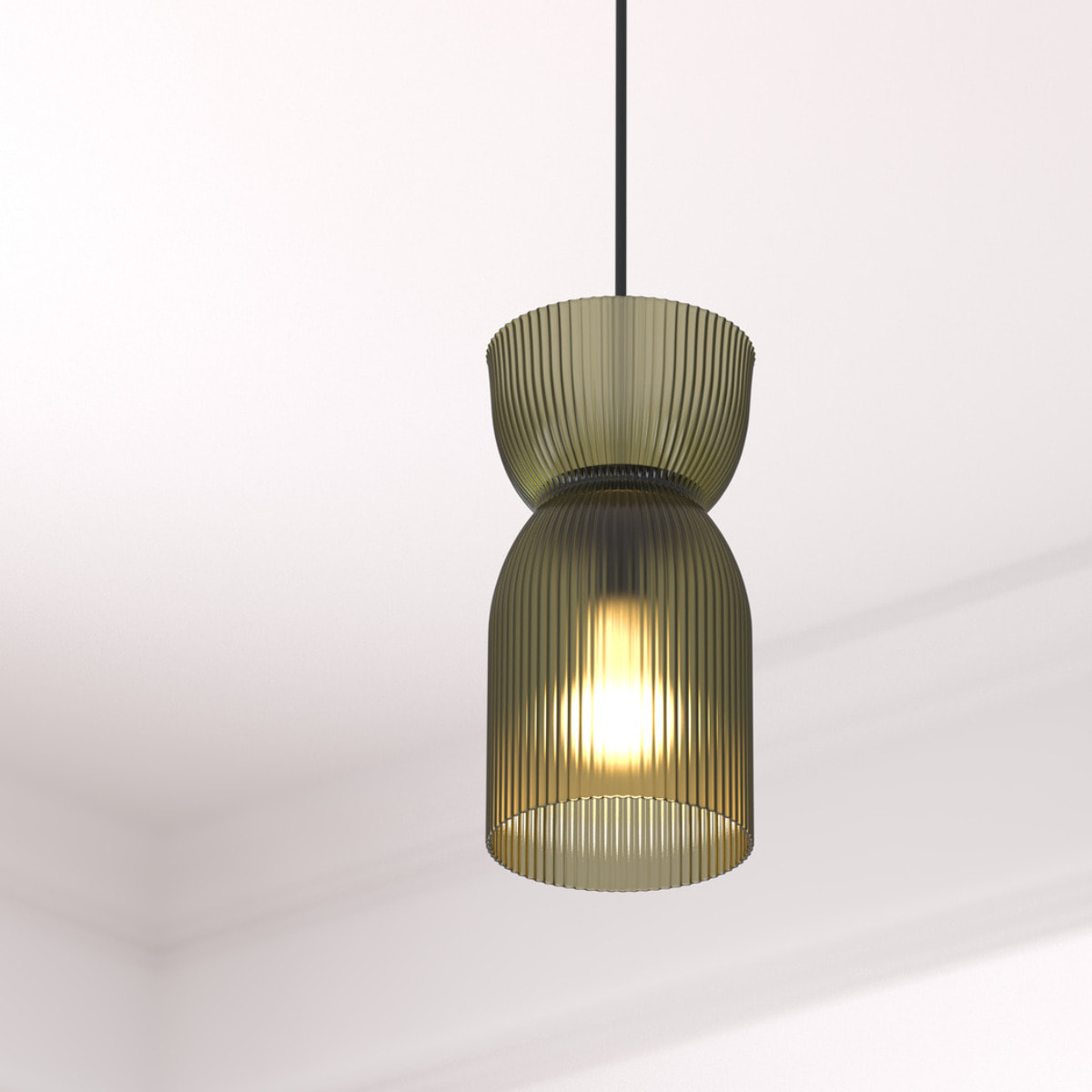 Suspension verre "Ancel" vert D14cm