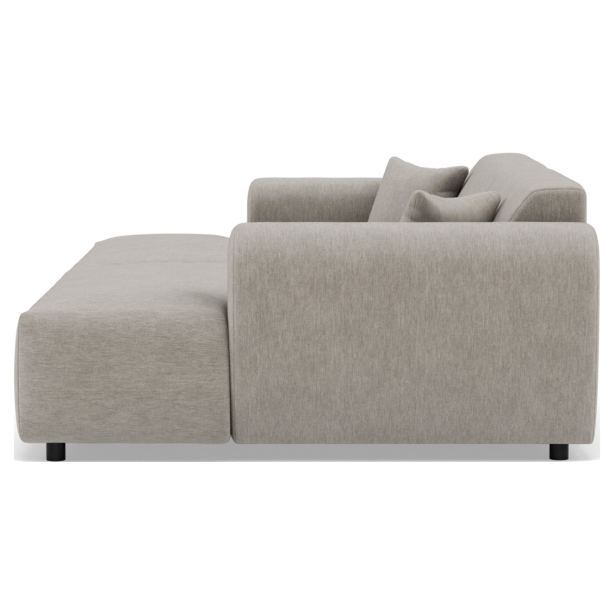 Aumance - canapé droit 4 places avec double méridienne assise profonde en velours texturé - Gris clair