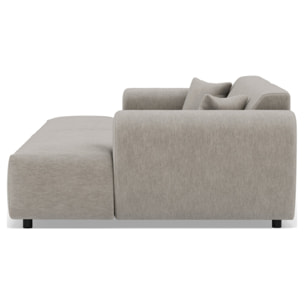 Aumance - canapé droit 4 places avec double méridienne assise profonde en velours texturé - Gris clair