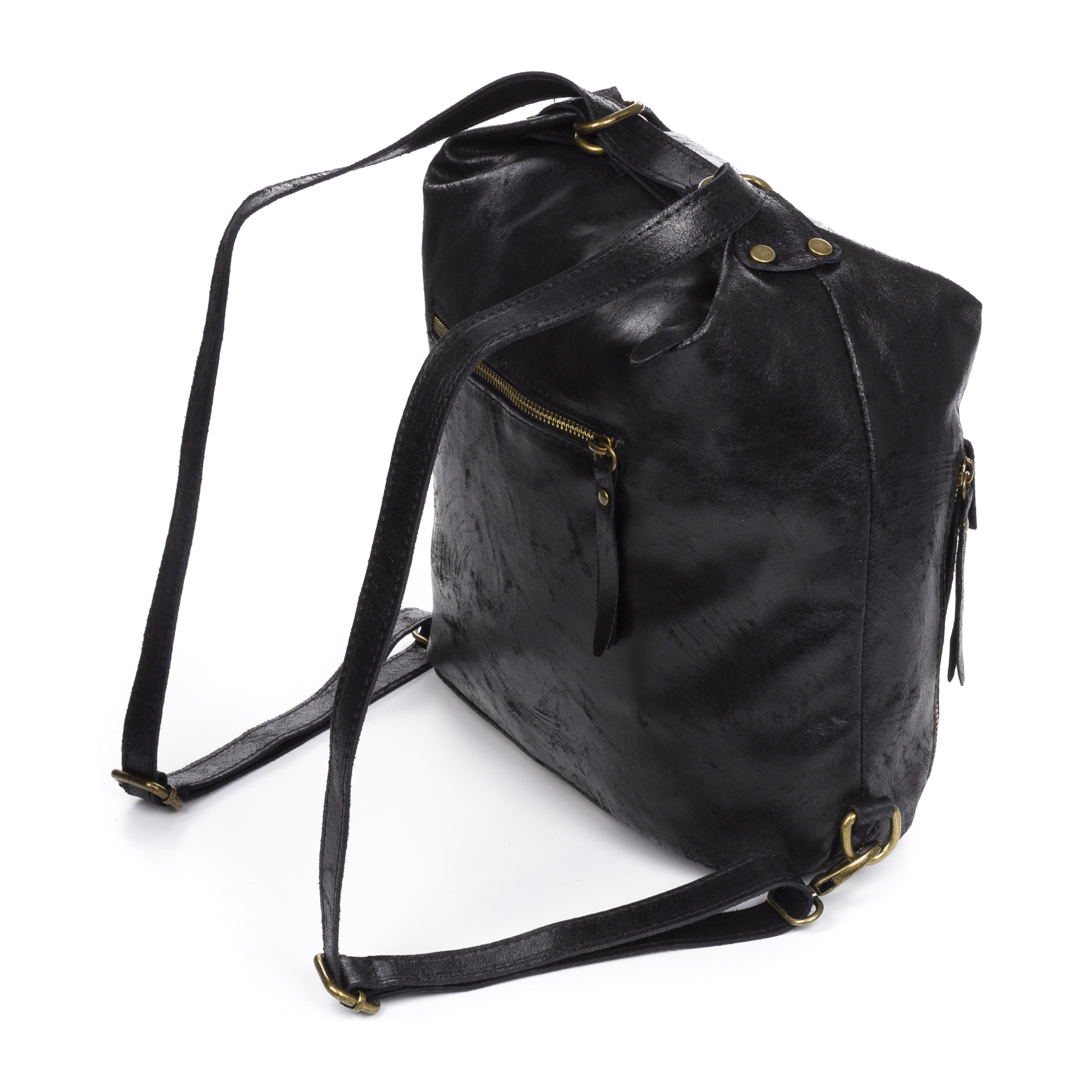 Irene Bolso de Hombro Mochila Mujer.Piel auténtica Gamuza Lavado a la Piedra