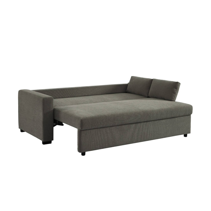 Canapé convertible 3 places tissu chenille gris foncé L 211 x P 90 x H 86 cm - Easy