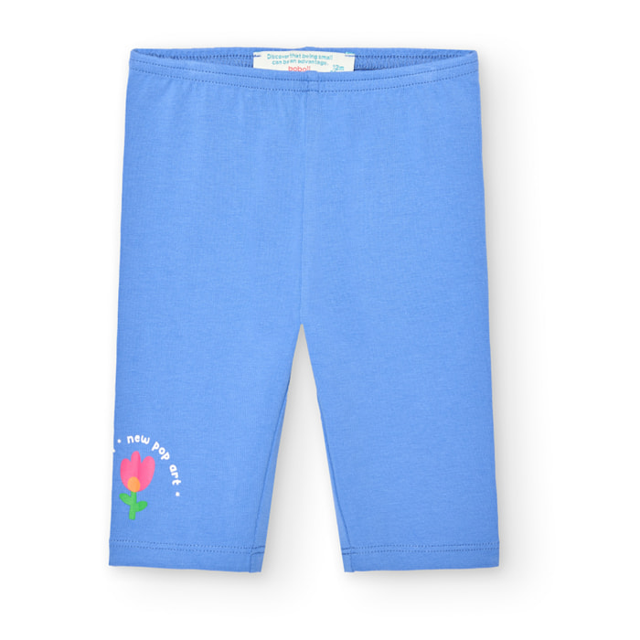 Leggings pirata niÃ±a, algodÃ³n estampado, azul