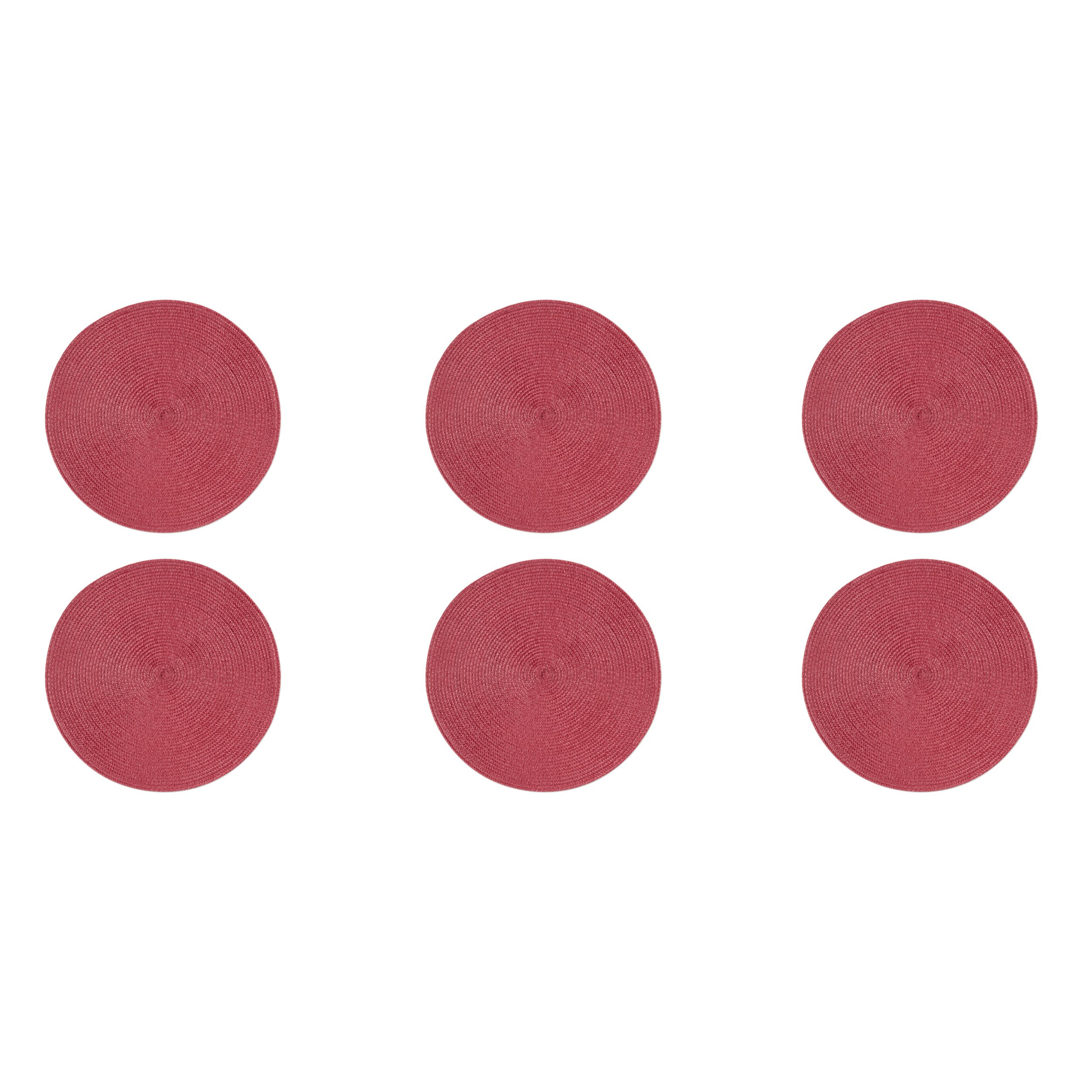 Set de 6 sets de table ronds 36 cm Excelsa – Round, Polypropylène Rouge