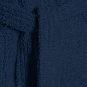 Bassetti Morbido Accappatoio 360 gr con Cappuccio 100% Cotone Uomo Donna Spugna Taglie Forti - ITALY Designed - Collezione VIVIAN - NAVY D8