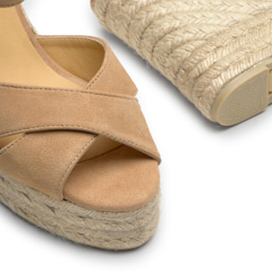 Sandalia de cuña Blaudell en ante con cierre de pulsera