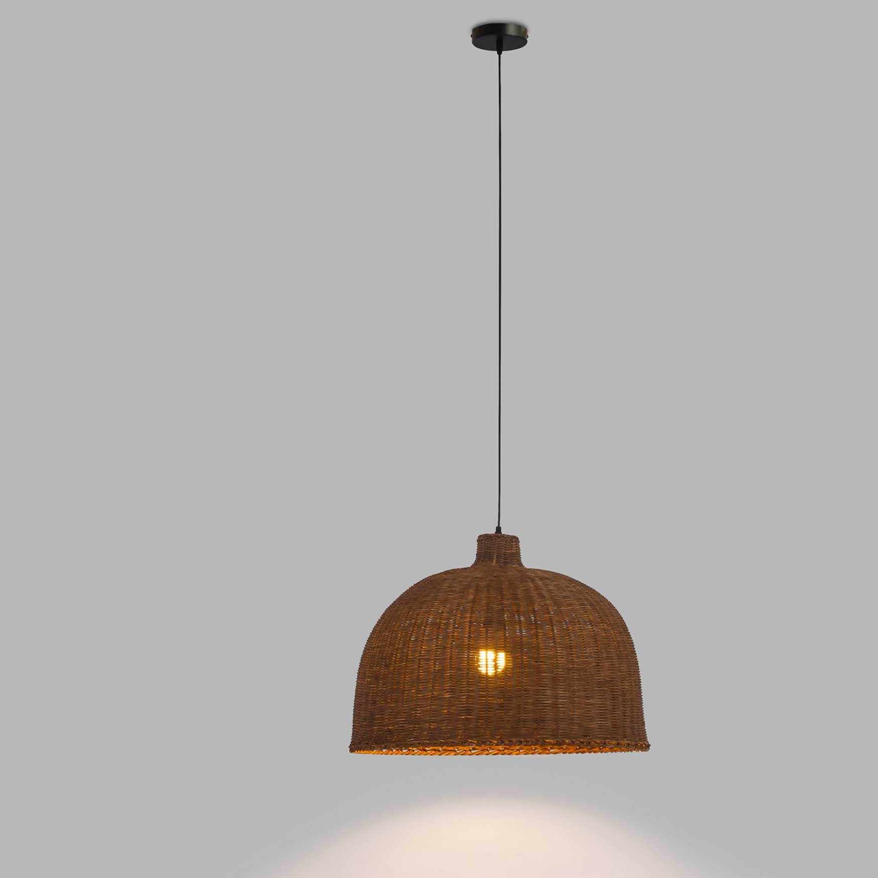 FORLIGHT Cortic lampara colgante de rattan natural para bombilla E27
