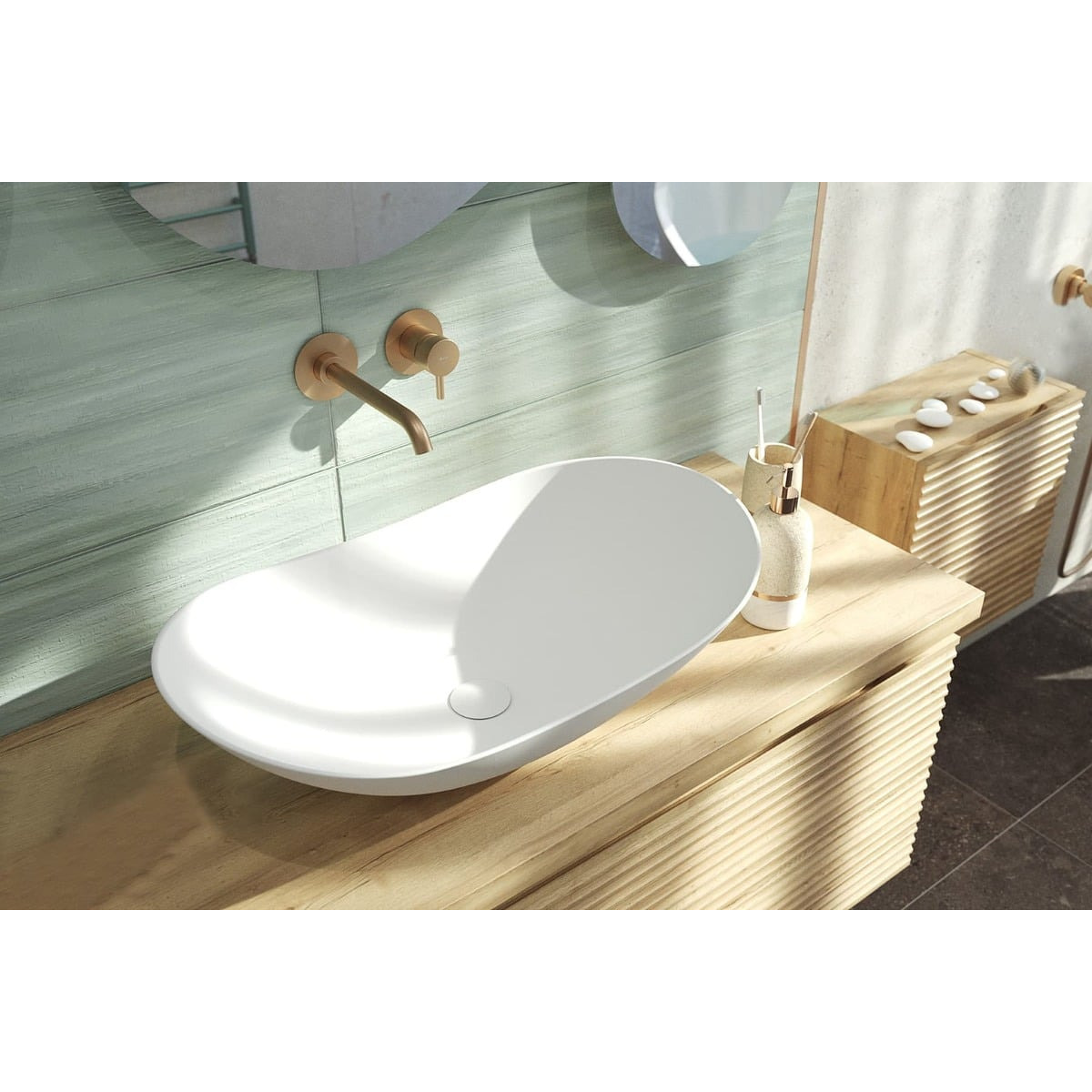 Infinitio Vasque à poser 61,5 x 36 x 15,5 cm, sans trop-plein, Blanc mat (SATINF61536M)