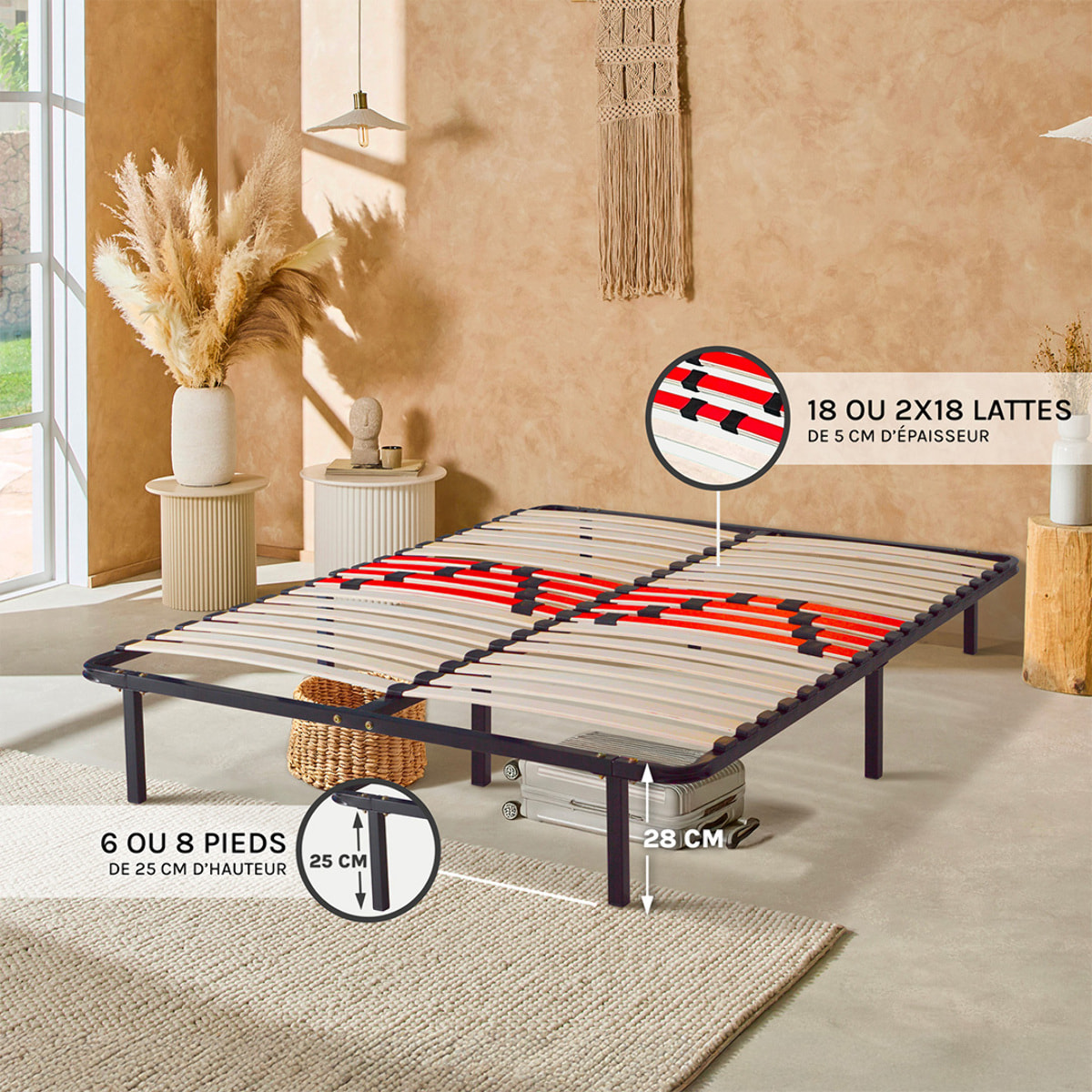 Kit cadre à lattes | 1 Place |morphologique | 3 zones de confort