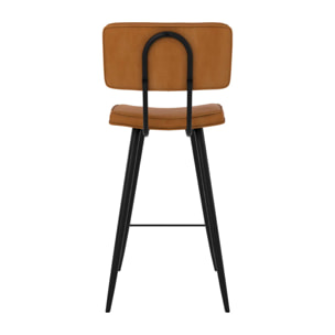 Lot de 2 chaises pour îlot central 66 cm en cuir synthétique camel - Texas