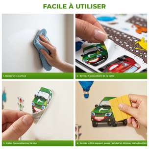 Stickers Muraux décoration adhésifs toise Tour Eiffel pour enfants avec animaux et avions