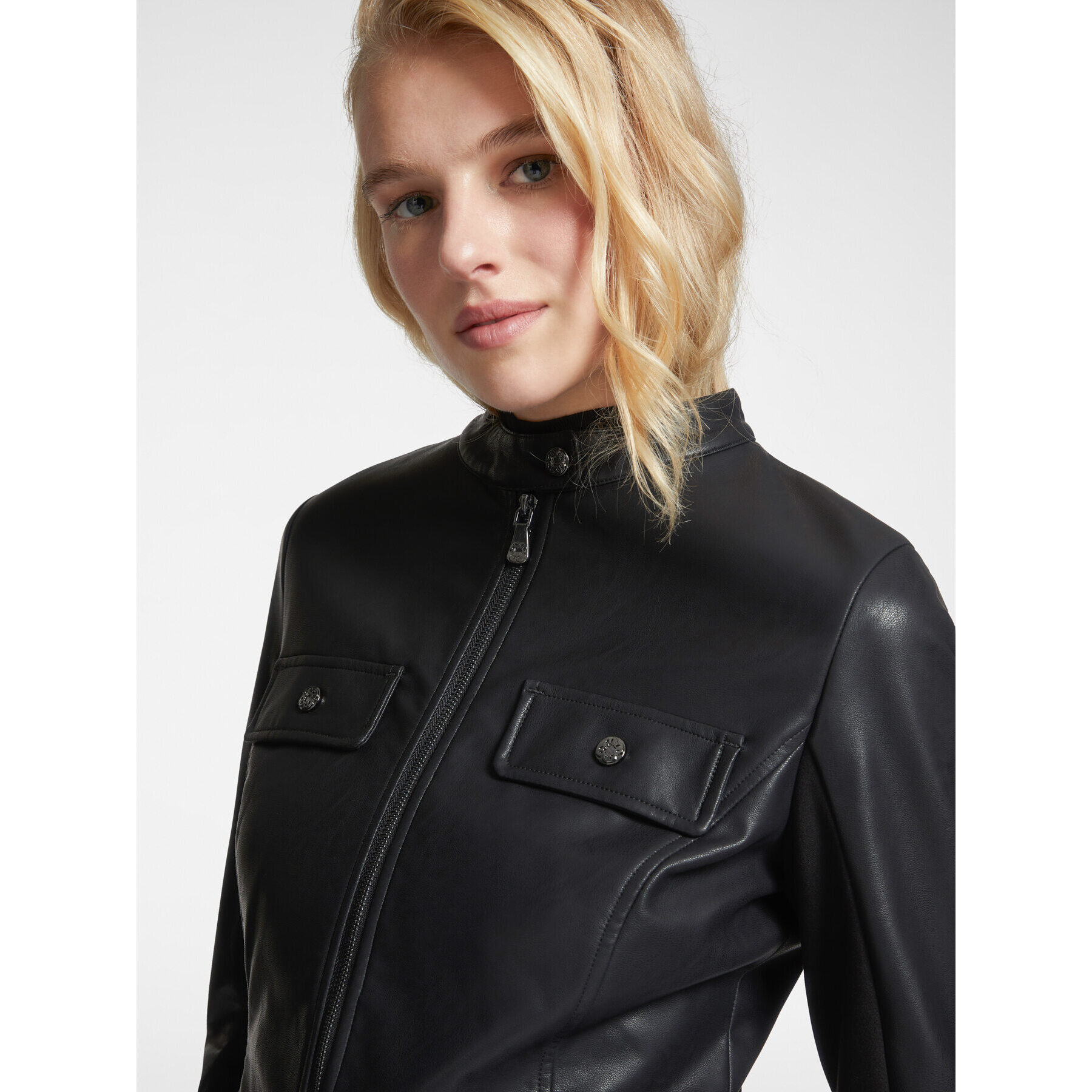 Elena Mirò - Giubbotto biker in due tessuti - Nero