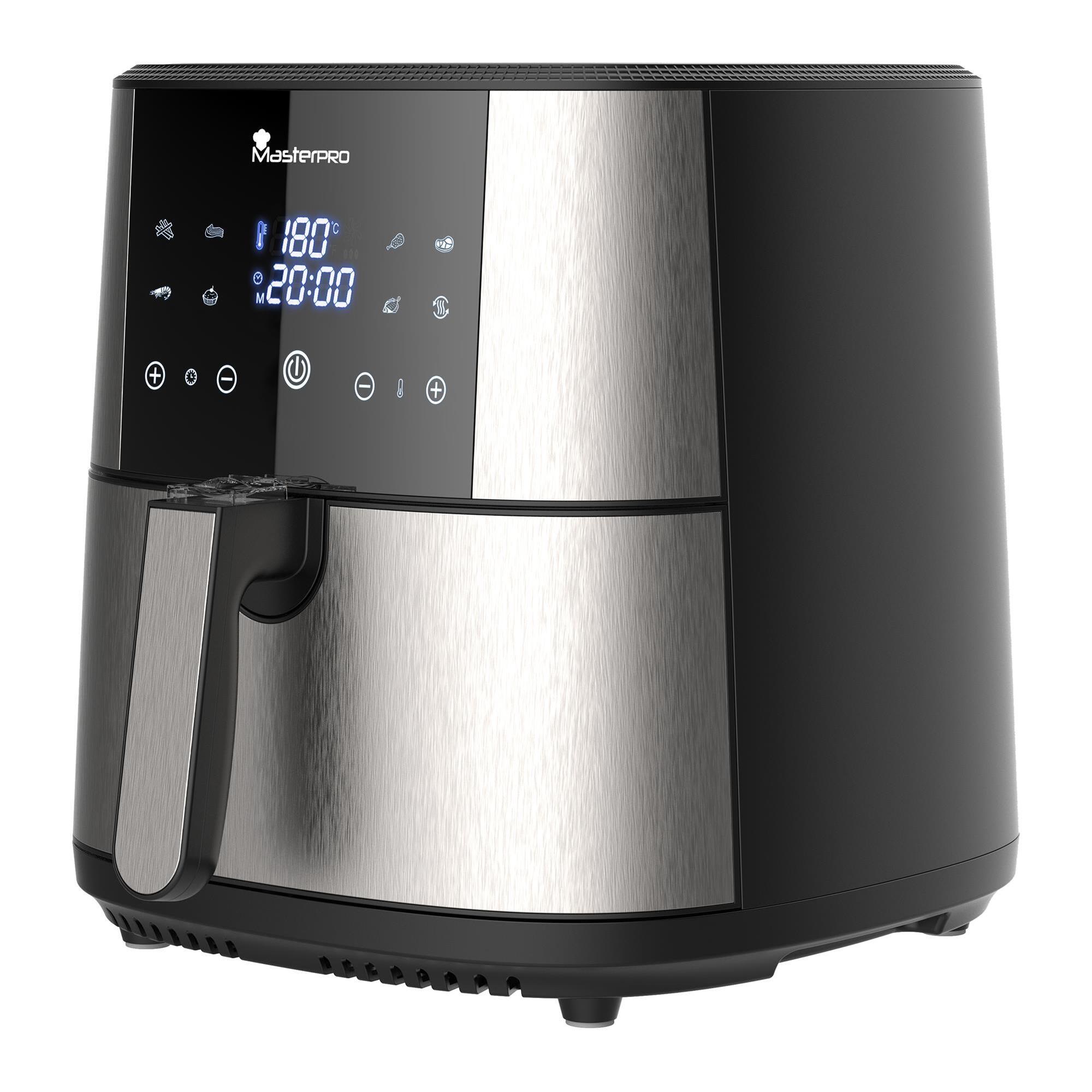Freidora de aire rocket de 6l sin pfas 1800w con revestimiento cerámico, pantalla táctil led masterpro