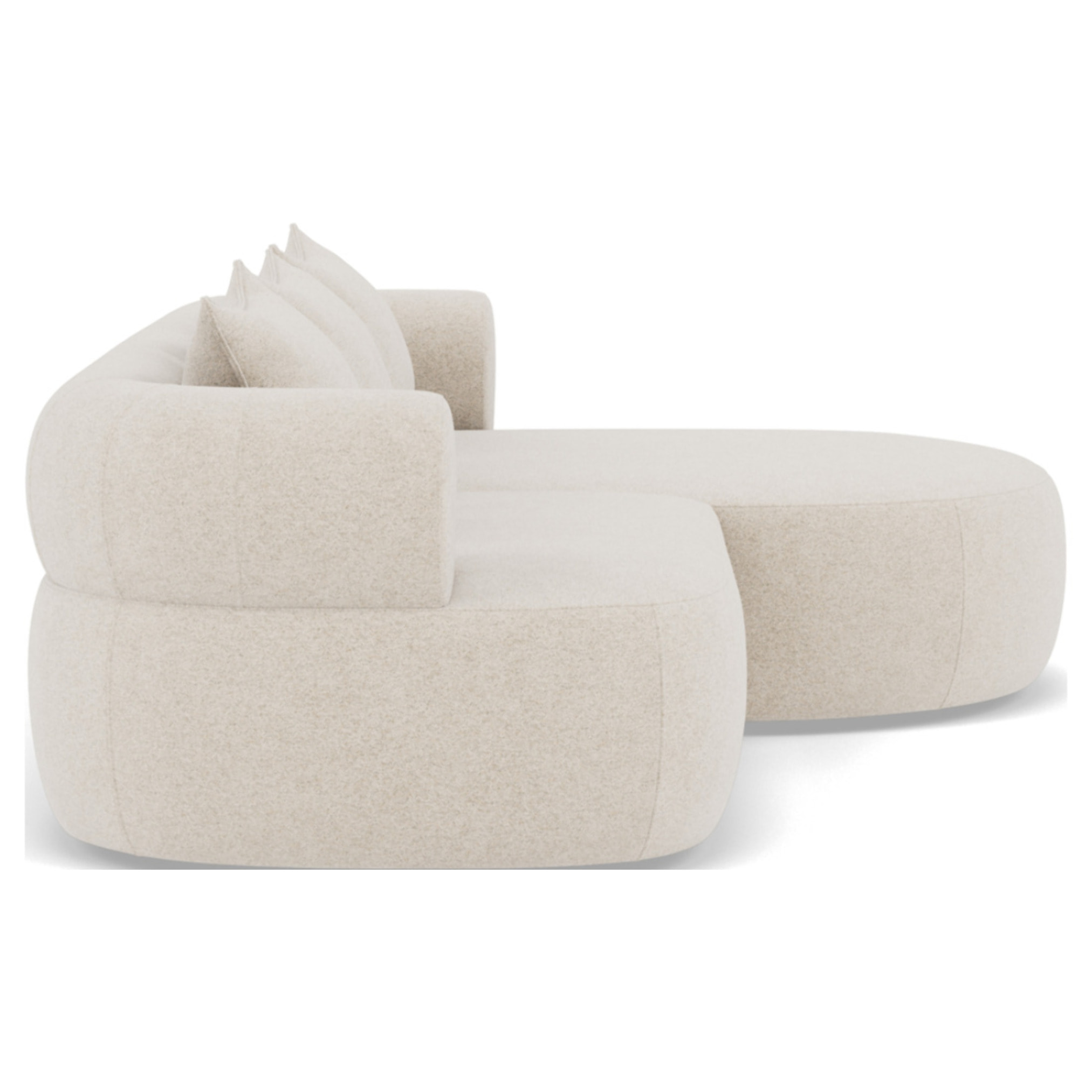 Angela - canapé d'angle droit 4 places en velours texturé - Beige