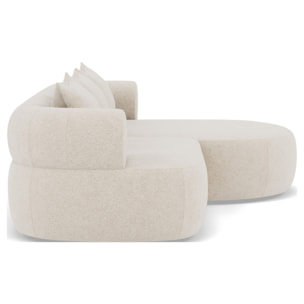 Angela - canapé d'angle droit 4 places en velours texturé - Beige