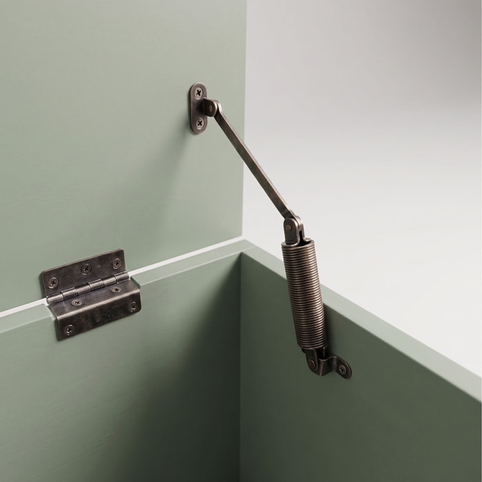 Kura - Cassapanca contenitore 100x50x40 cm Portaoggetti con Cerniere di Sicurezza e con Cassettiera in Legno Salvia