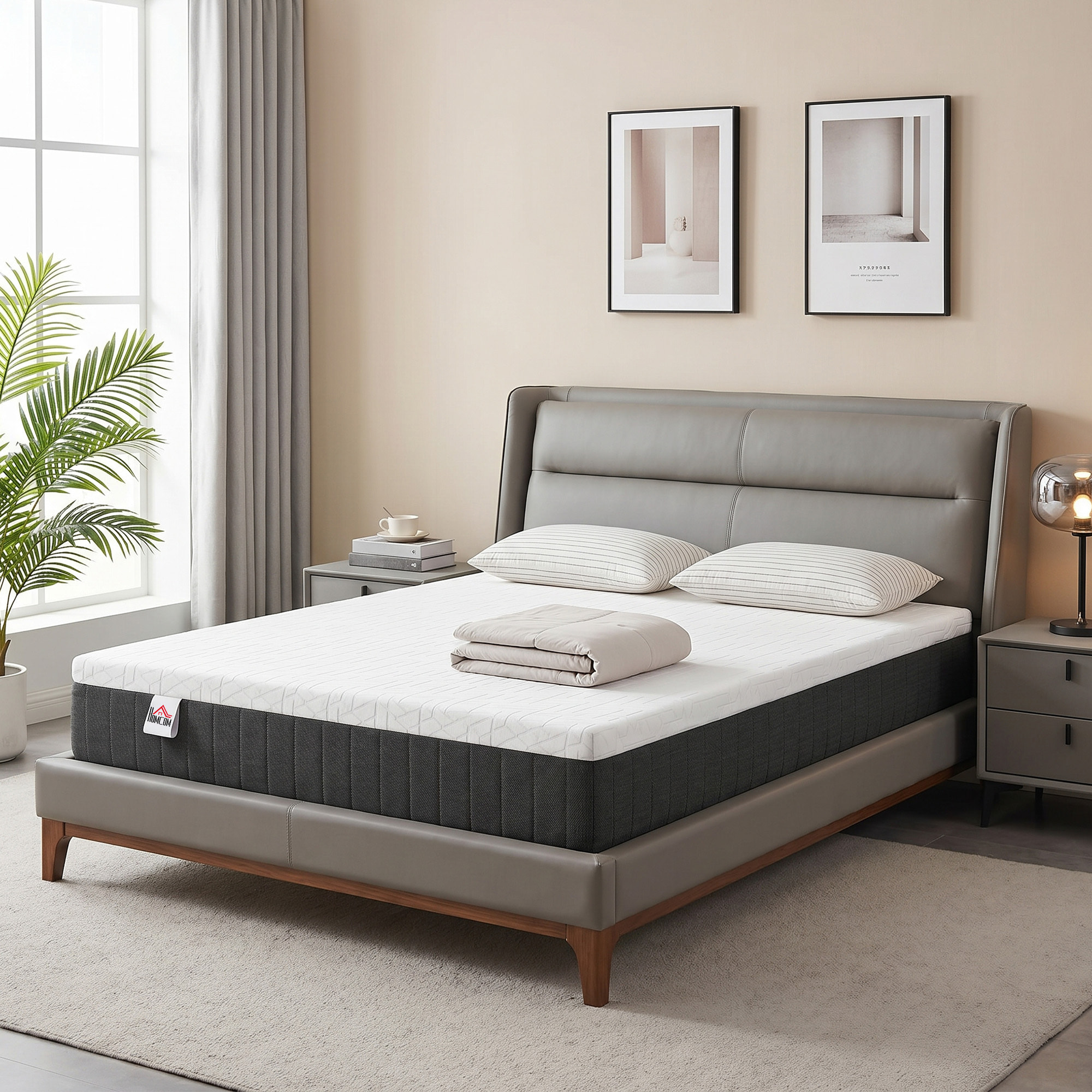 Colchón 190x135 cm, Grosor 25 cm, Colchón Viscoelástico de Muelles Ensacados de 7 Zonas, Firmeza Media, Funda Desmontable y Lavable, Certificado Oeko-Tex