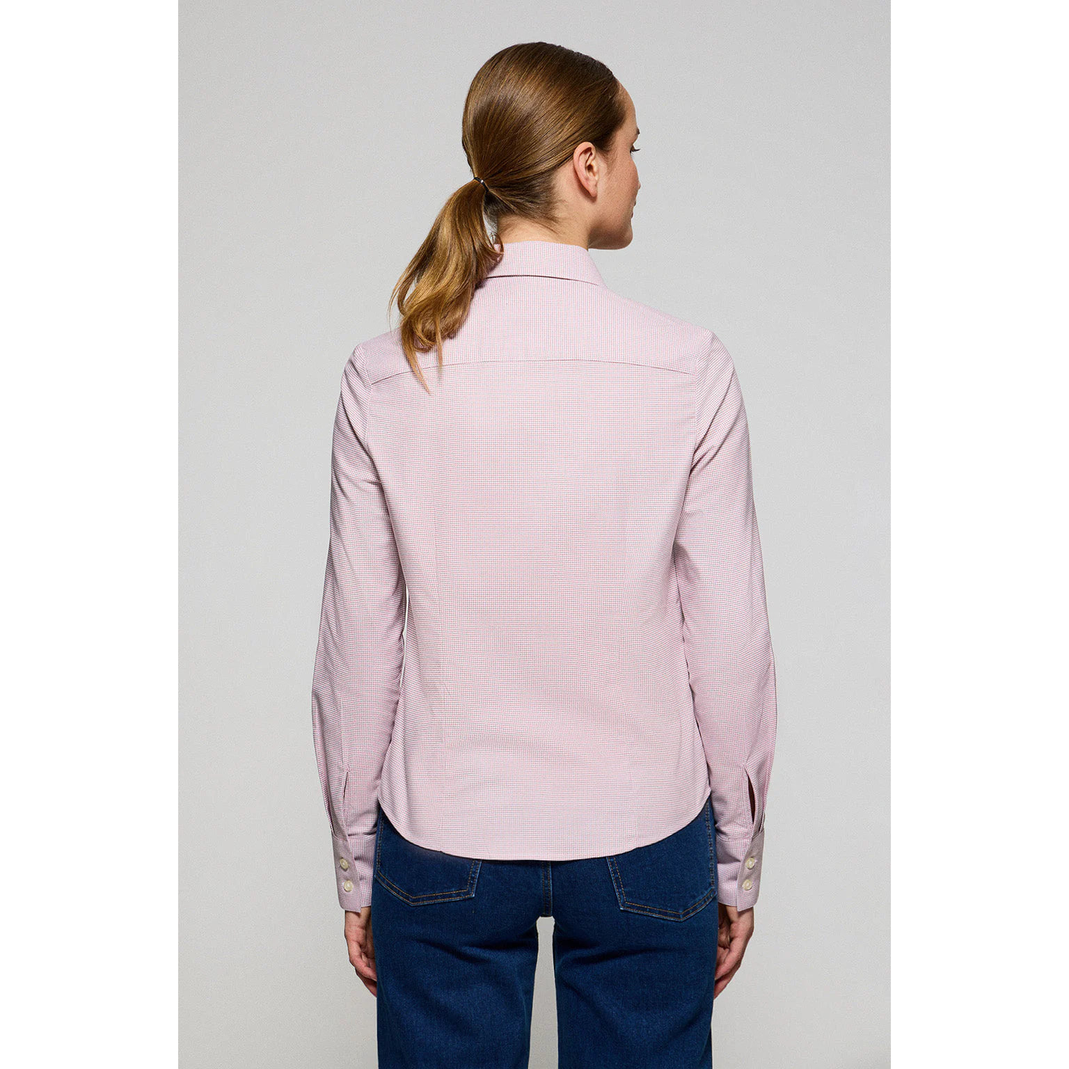 Camicia rosa con pied de poule e ricamo Rigby Go