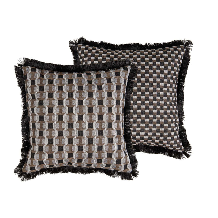 Cojin Geometrico Con Flecos 50x13x50 Cm