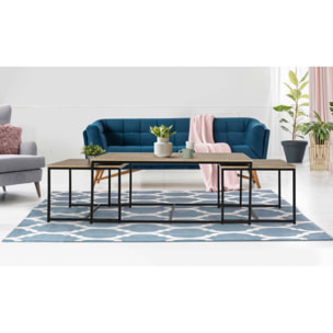 Tables basses gigognes Memphis bois et pieds noirs - lot de 3