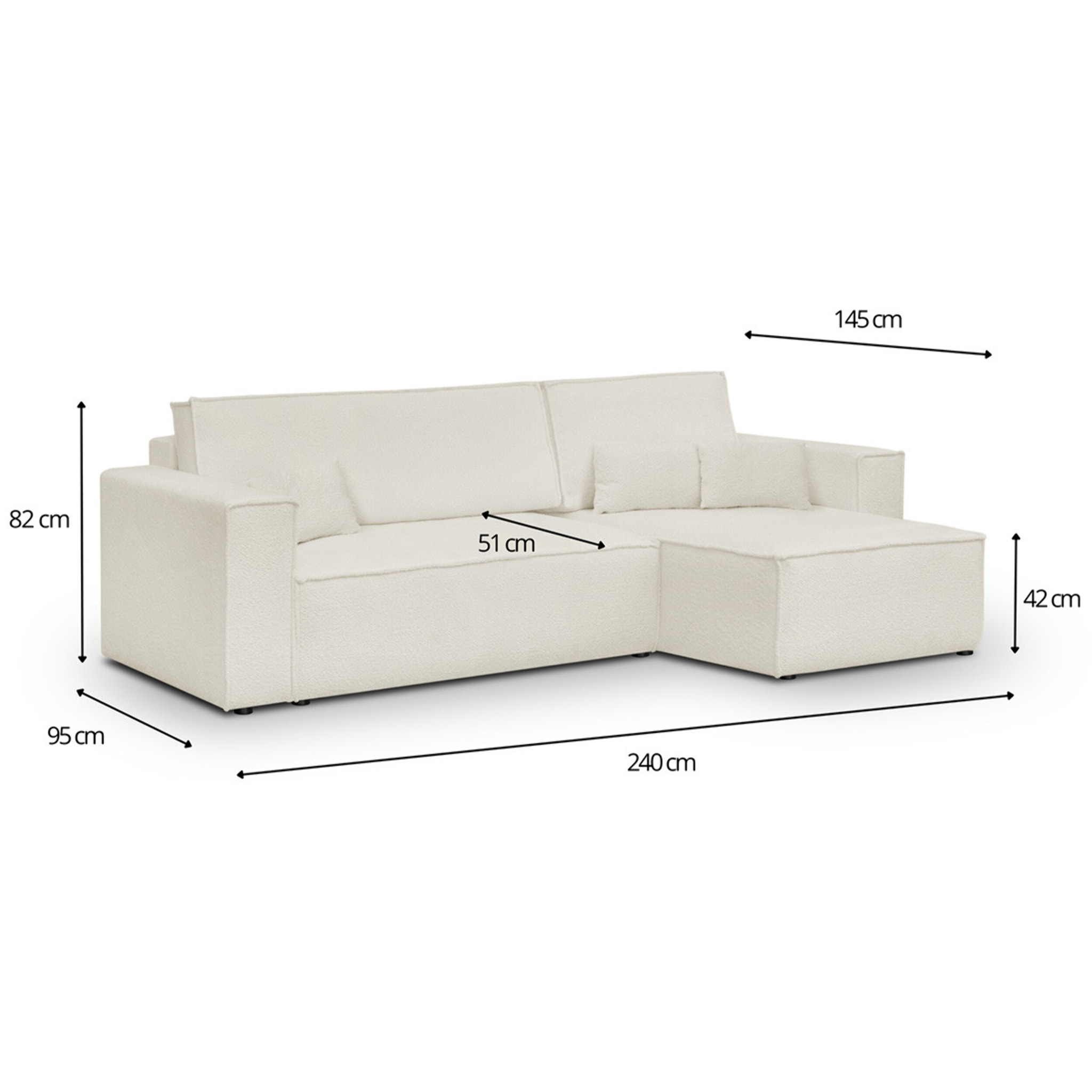 Canapé d'angle convertible 4 places en tissu bouclé - LIVIA