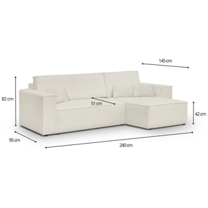 Canapé d'angle convertible 4 places en tissu bouclé - LIVIA