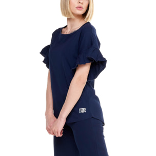 T-shirt a maniche corte con balze da donna Sparkly