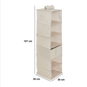 Rangement chaussures "Groomy" 6 cases avec panier beige 127x30cm