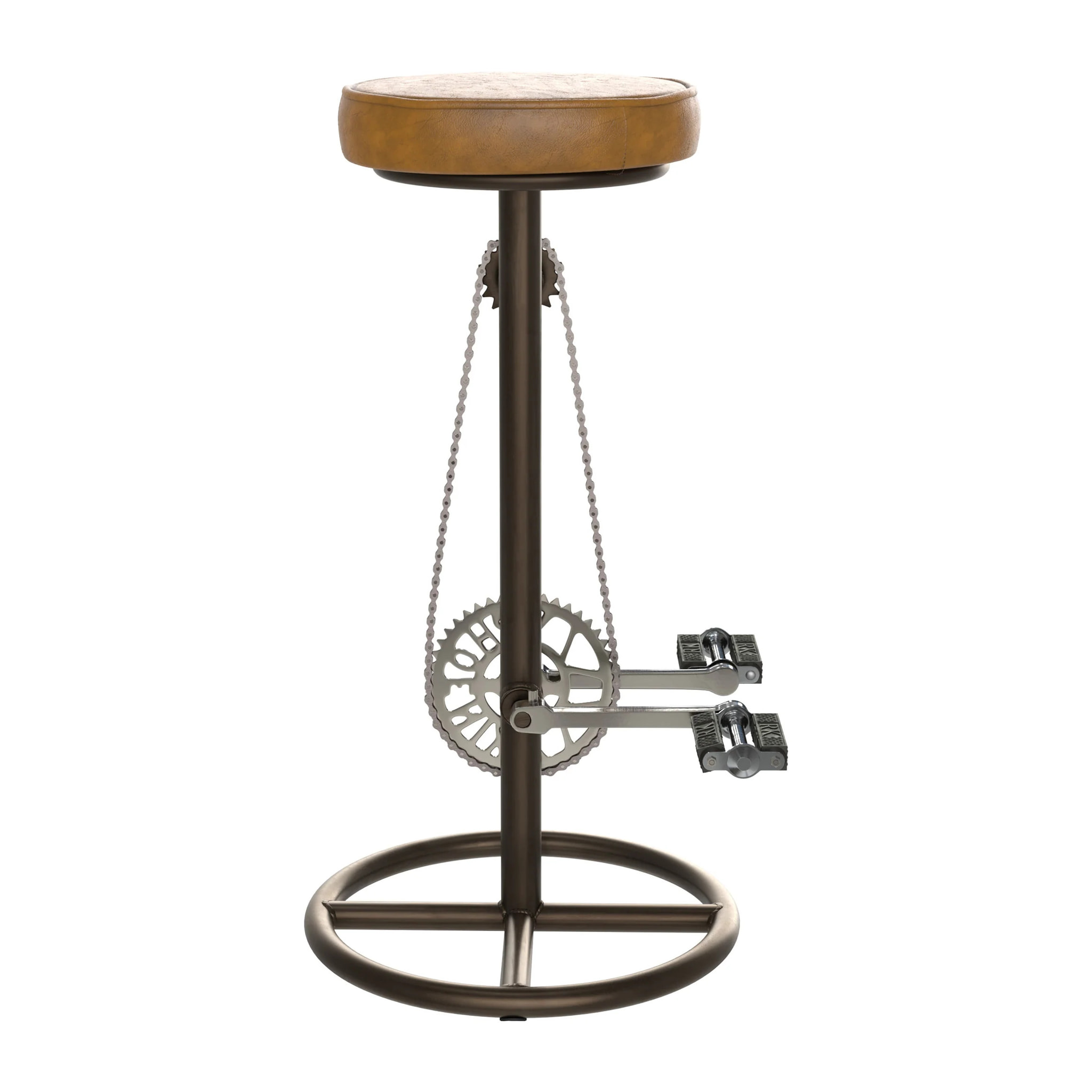 Tabouret de bar 73 cm en cuir marron - Gaya
