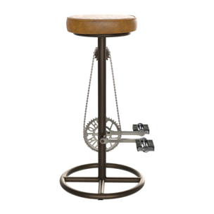 Tabouret de bar 73 cm en cuir marron - Gaya
