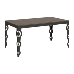 Table extensible 90x160/264 cm Karamay Evolution Noyer cadre Anthracite