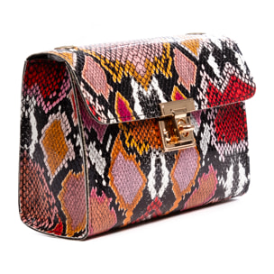 Borsa a tracolla da donna Foglio. Stampa pitone multicolore.