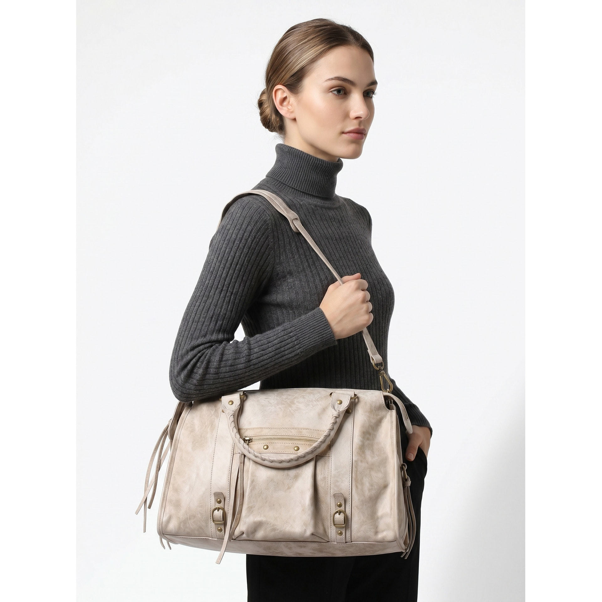 Borsa a spalla da donna - Modello Clara - Vera pelle - 41.0 x 28.0 x 13.0 cm