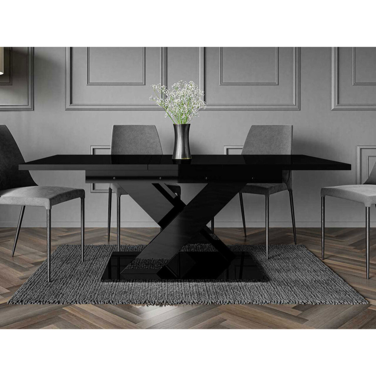 Buriti - table à manger extensible - noir - 4 à 6 personnes - Noir